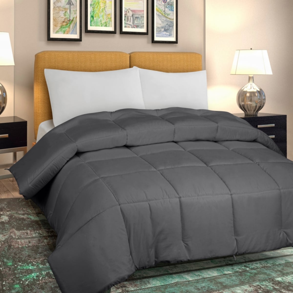 ROYALE King Comforter - All Season Down Alternative Bedding Comforter - Lightweight Quilted Comforter (King, Navy)