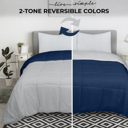 ROYALE King Comforter - All Season Down Alternative Bedding Comforter - Lightweight Quilted Comforter (King, Navy)