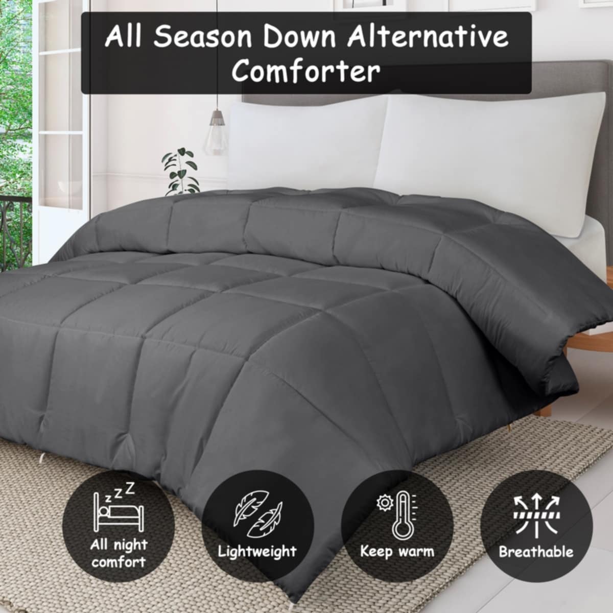 ROYALE King Comforter - All Season Down Alternative Bedding Comforter - Lightweight Quilted Comforter (King, Navy)