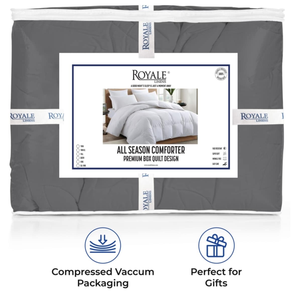 ROYALE King Comforter - All Season Down Alternative Bedding Comforter - Lightweight Quilted Comforter (King, Navy)