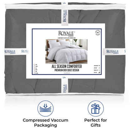 ROYALE King Comforter - All Season Down Alternative Bedding Comforter - Lightweight Quilted Comforter (King, Navy)