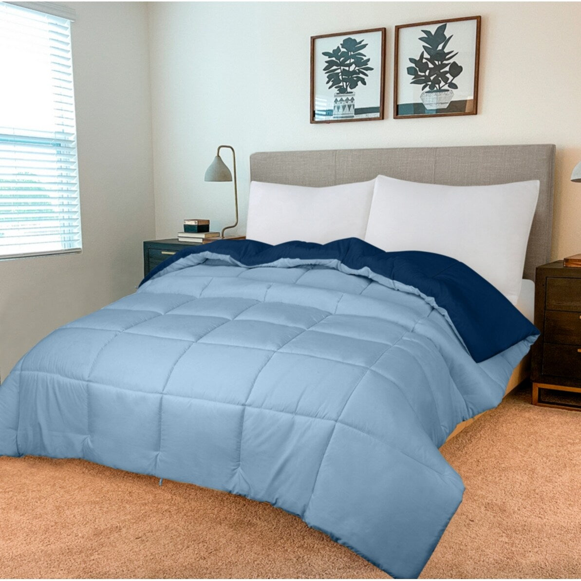 ROYALE King Comforter - All Season Down Alternative Bedding Comforter - Lightweight Quilted Comforter (King, Navy)