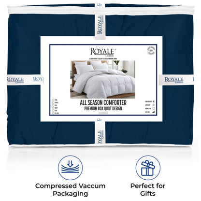 ROYALE King Comforter - All Season Down Alternative Bedding Comforter - Lightweight Quilted Comforter (King, Navy)