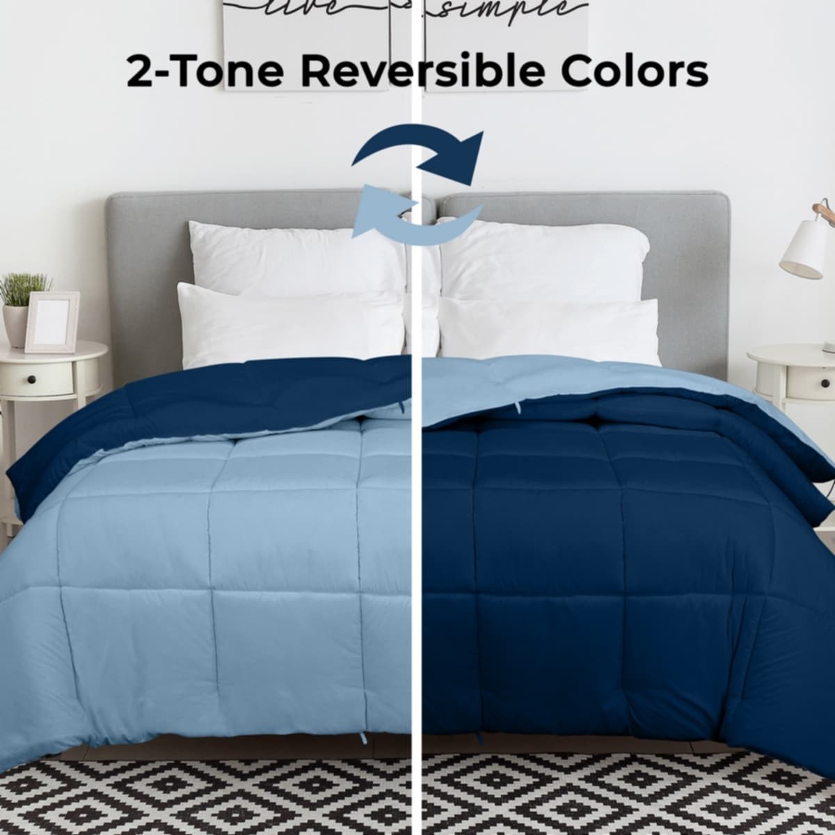 ROYALE King Comforter - All Season Down Alternative Bedding Comforter - Lightweight Quilted Comforter (King, Navy)
