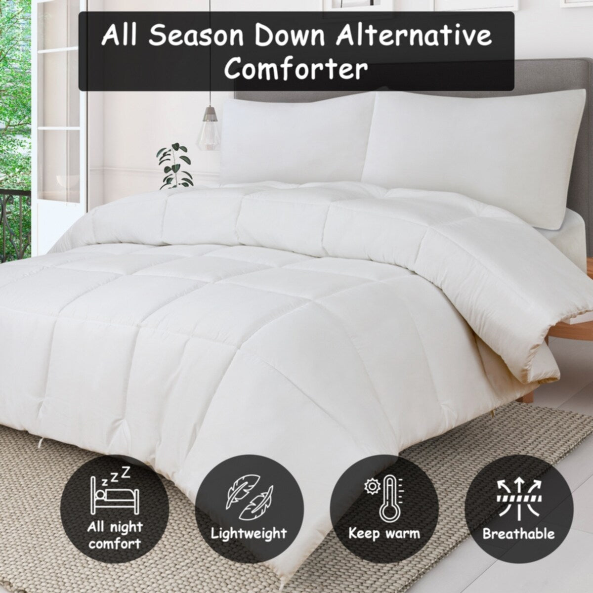 ROYALE King Comforter - All Season Down Alternative Bedding Comforter - Lightweight Quilted Comforter (King, Navy)