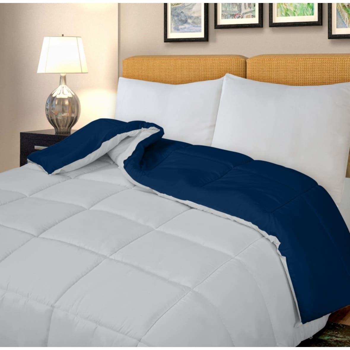 ROYALE King Comforter - All Season Down Alternative Bedding Comforter - Lightweight Quilted Comforter (King, Navy)