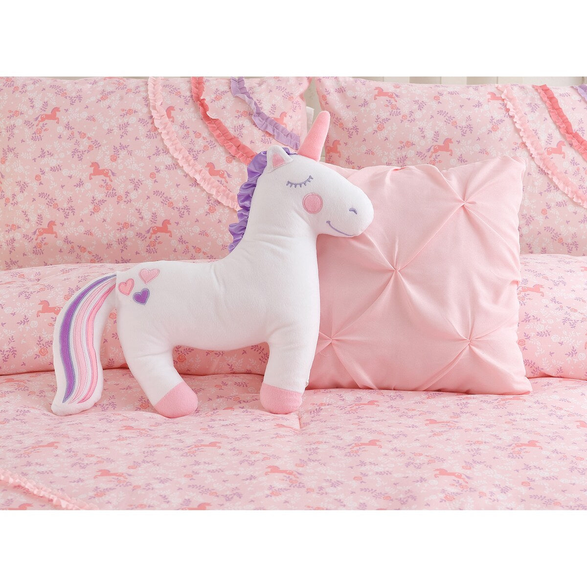 Rainbow Ruffle Pink Ultra Soft Microfiber Comforter Set