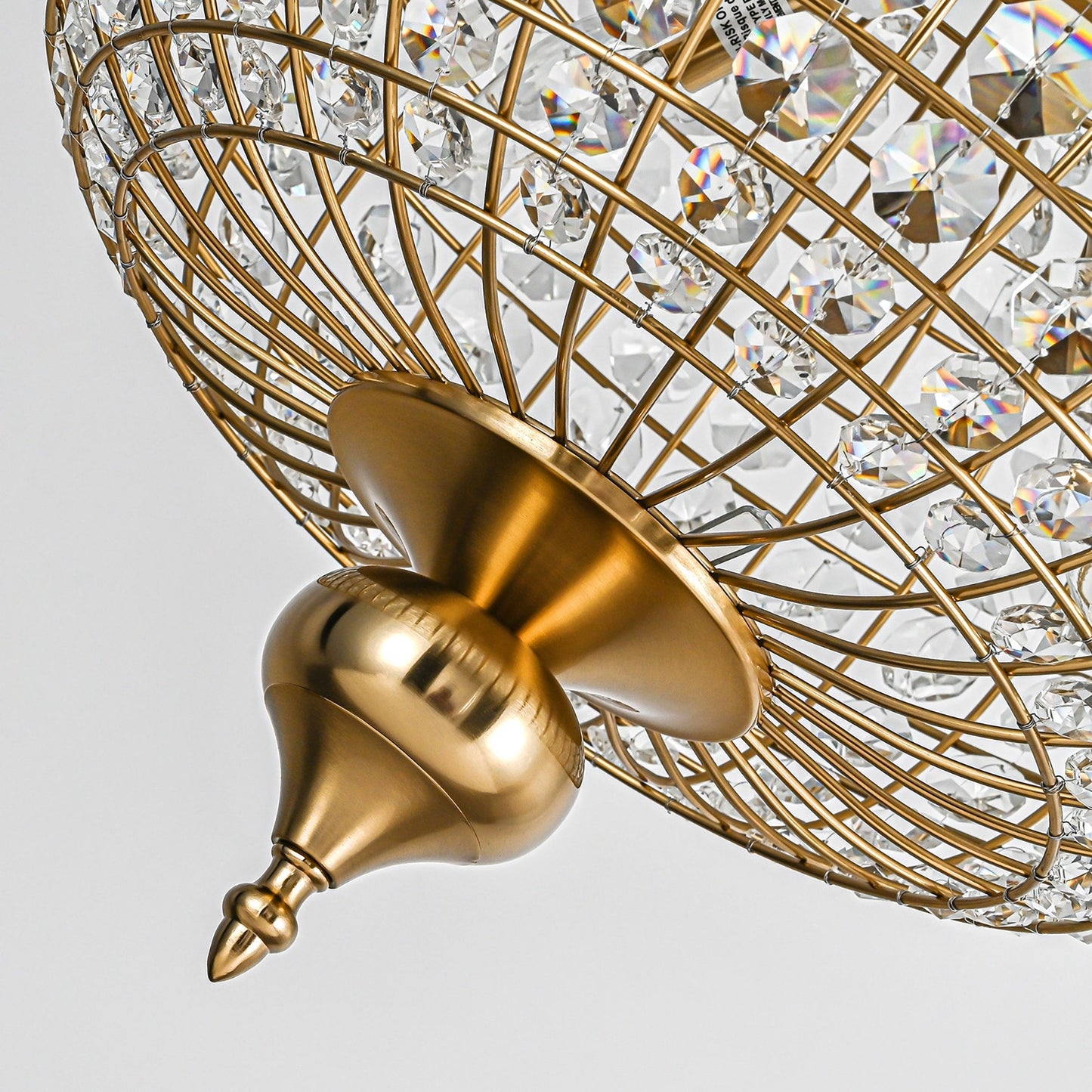 Retro French 4/5-Light Antique Brass Globe Crystal Chandelier Kitchen Island Pendant