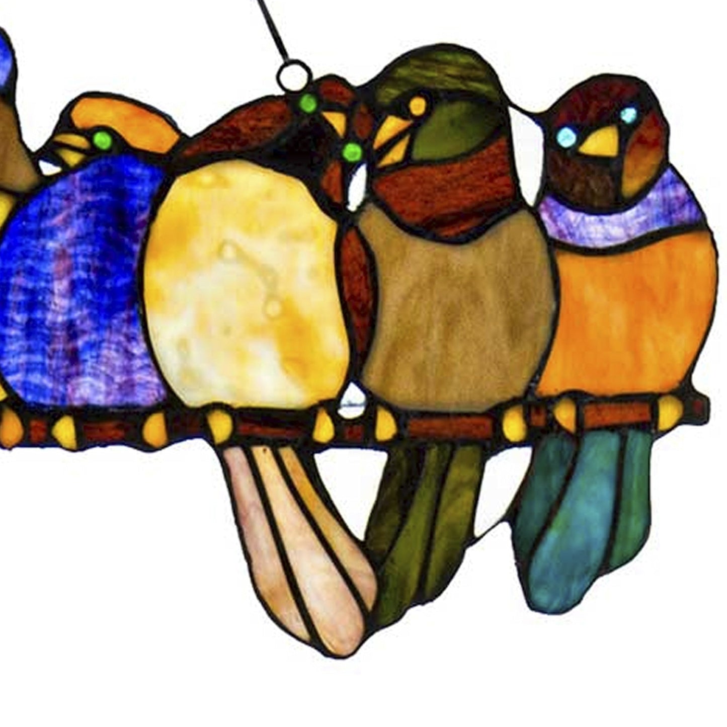 River of Goods Stained Glass Birds on Wire 9.25-in. Window Panel - 24.25L x 0.25W x 9.5H