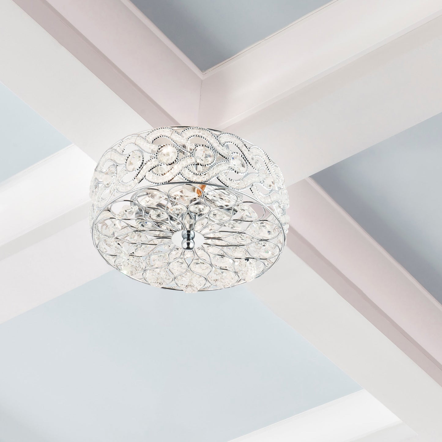 River of Goods Olivia Braided Metal and Crystal 11.5-inch Semi-Flush Mount Ceiling Light - 11.5 x 11.5 x 6.375