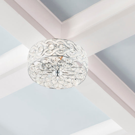 River of Goods Olivia Braided Metal and Crystal 11.5-inch Semi-Flush Mount Ceiling Light - 11.5 x 11.5 x 6.375