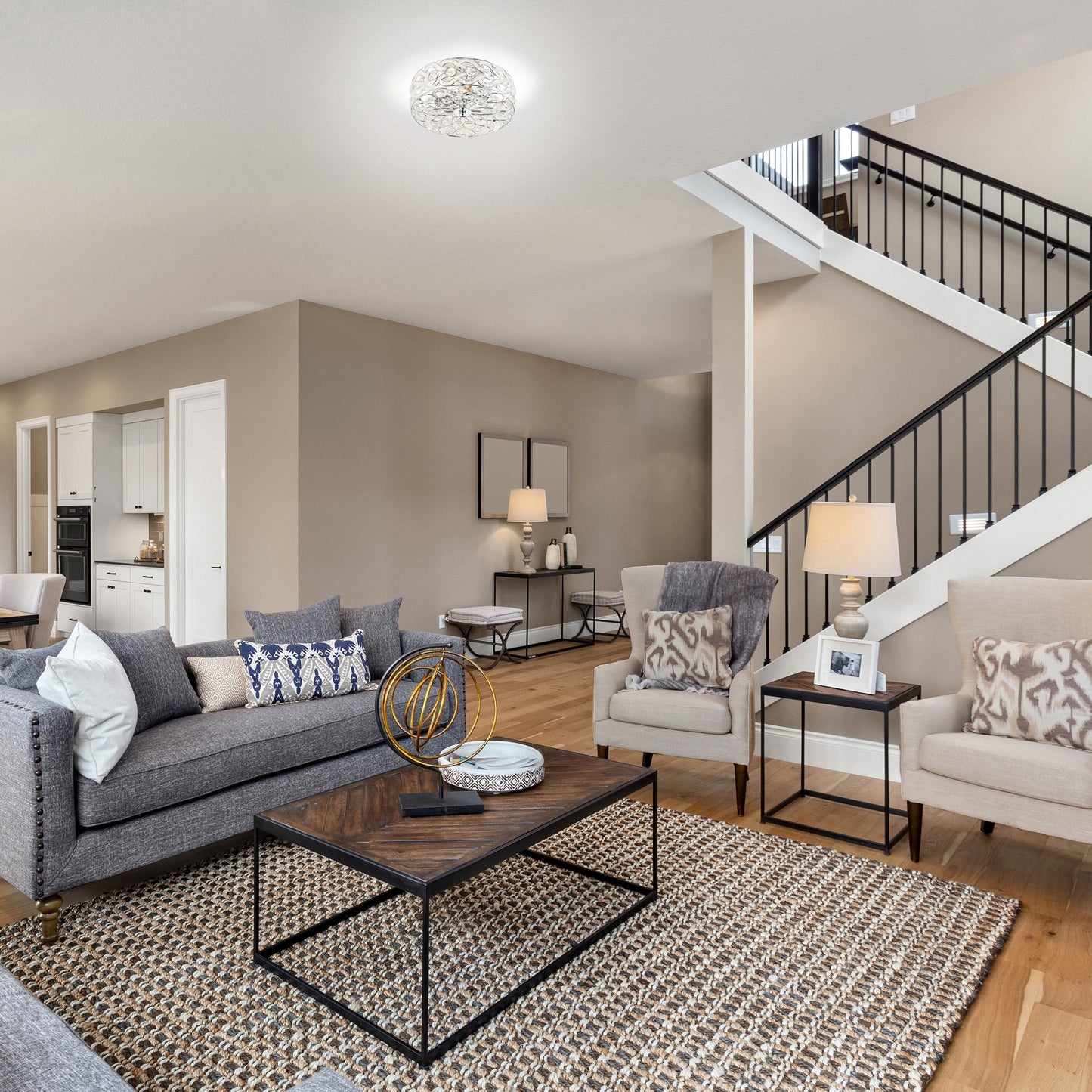 River of Goods Olivia Braided Metal and Crystal 11.5-inch Semi-Flush Mount Ceiling Light - 11.5 x 11.5 x 6.375