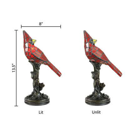 River of Goods Red Stained Glass 13-inch Cardinal Accent Lamp - 8L x 4.5W x 13.5H
