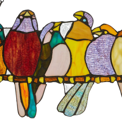 River of Goods Stained Glass Birds on Wire 9.25-in. Window Panel - 24.25L x 0.25W x 9.5H