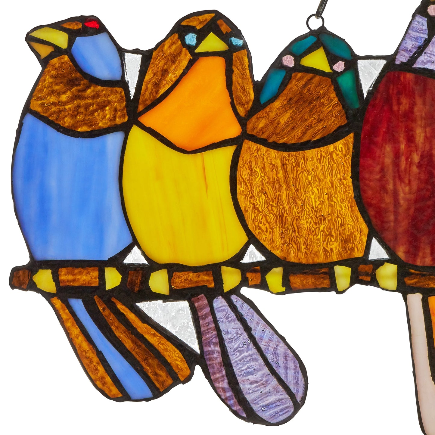 River of Goods Stained Glass Birds on Wire 9.25-in. Window Panel - 24.25L x 0.25W x 9.5H
