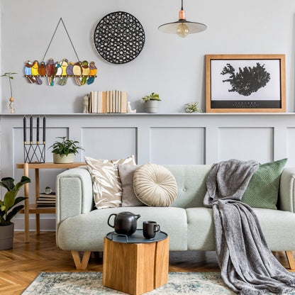 River of Goods Stained Glass Birds on Wire 9.25-in. Window Panel - 24.25L x 0.25W x 9.5H