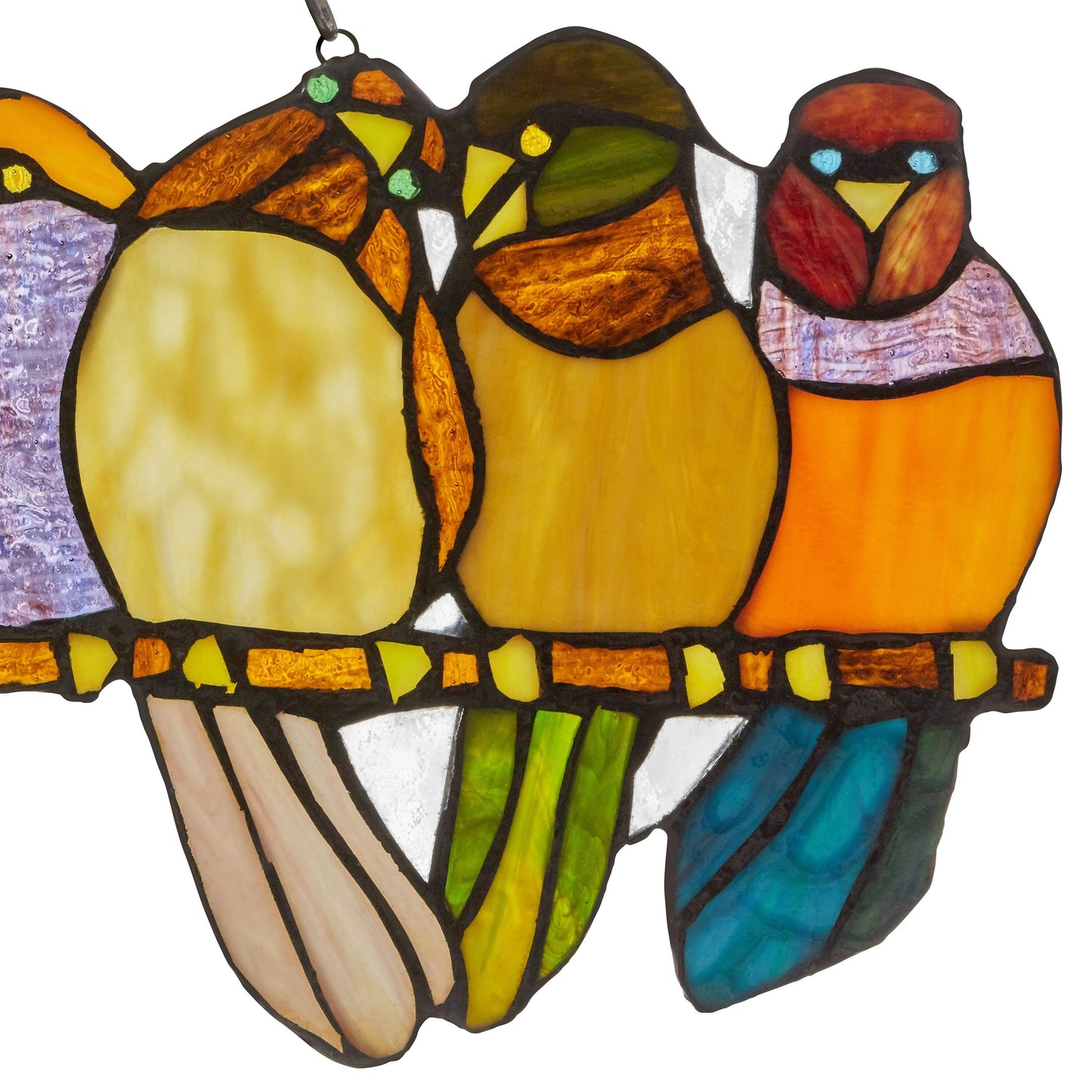 River of Goods Stained Glass Birds on Wire 9.25-in. Window Panel - 24.25L x 0.25W x 9.5H