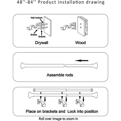 Round Ball Designer Double Drapery Adjustable Curtain Rod & Hardware