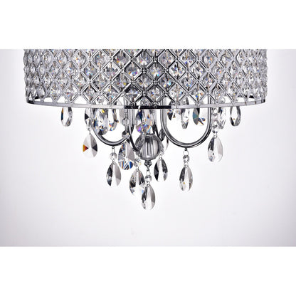 Round Beaded Drum Chandelier with Hanging Crystals