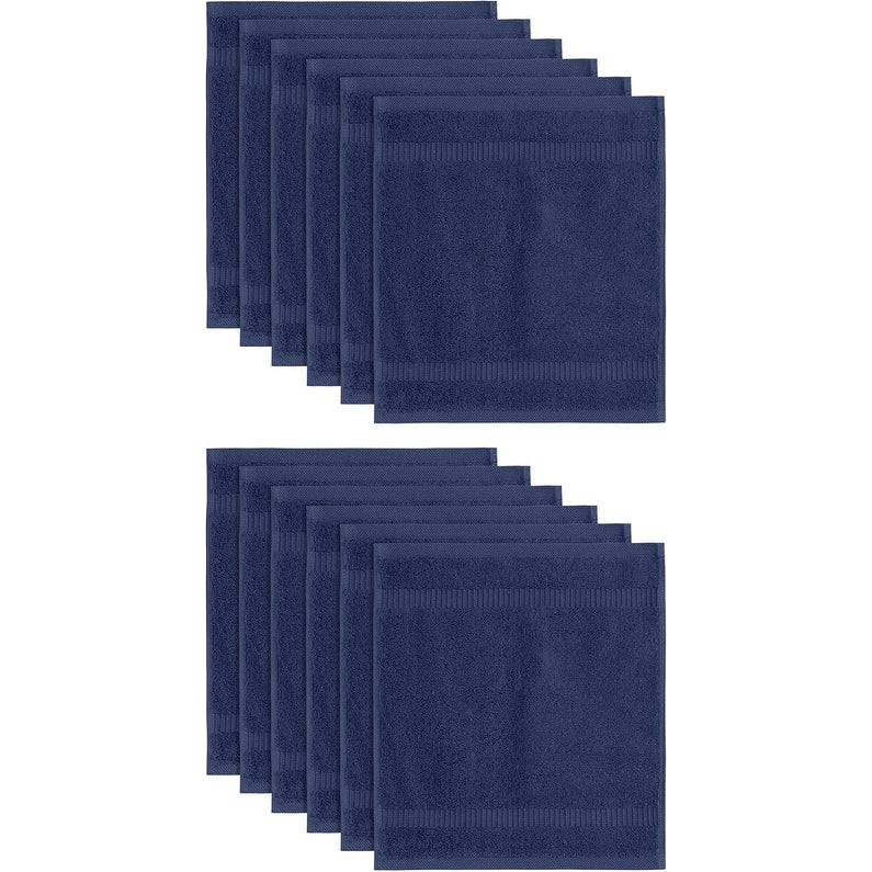 Royal Turkish Cotton Washcloth – Soft, Durable - Ultra-Absorbent Towels - Set of 12