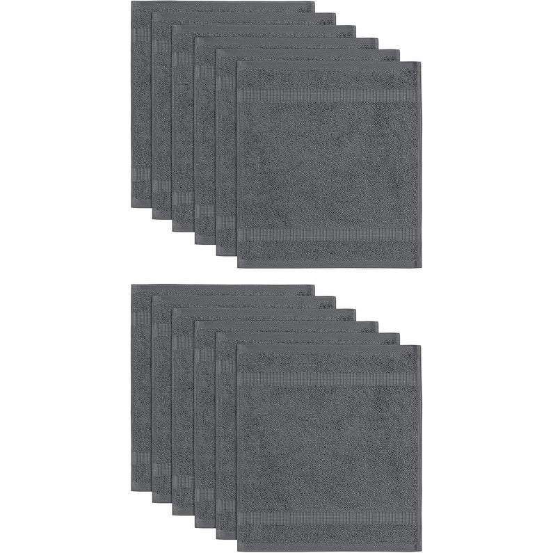 Royal Turkish Cotton Washcloth – Soft, Durable - Ultra-Absorbent Towels - Set of 12
