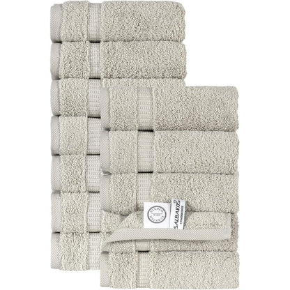Royal Turkish Cotton Washcloth – Soft, Durable - Ultra-Absorbent Towels - Set of 12