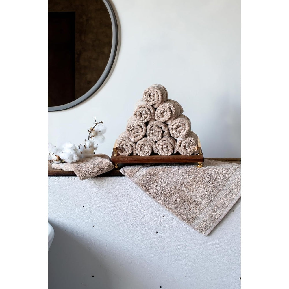 Royal Turkish Cotton Washcloth – Soft, Durable - Ultra-Absorbent Towels - Set of 12