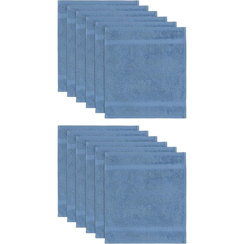 Royal Turkish Cotton Washcloth – Soft, Durable - Ultra-Absorbent Towels - Set of 12