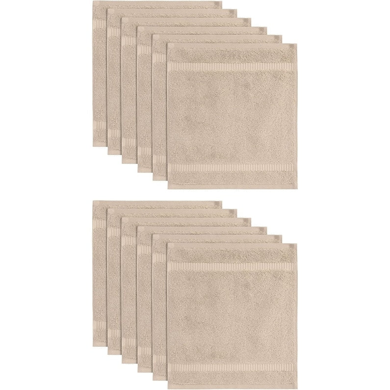 Royal Turkish Cotton Washcloth – Soft, Durable - Ultra-Absorbent Towels - Set of 12