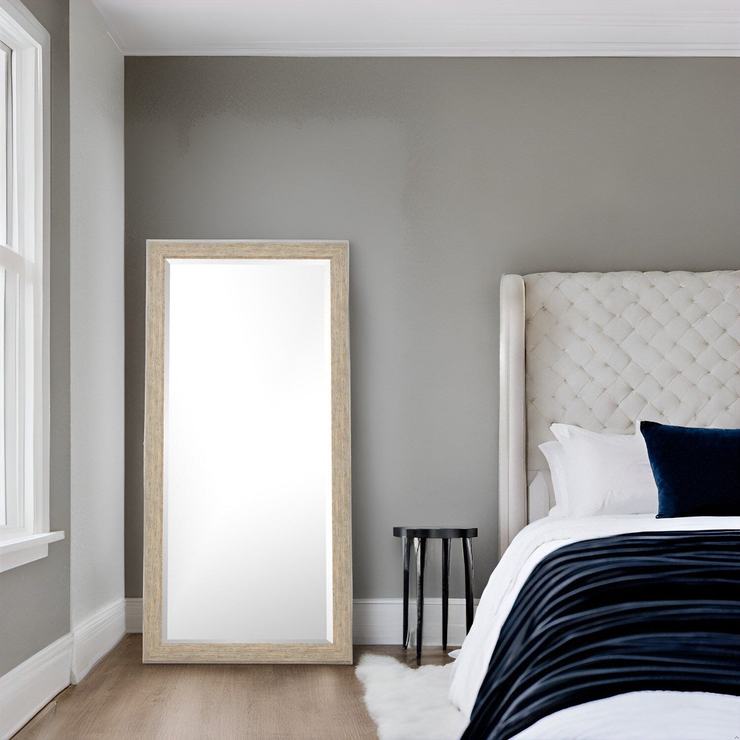 Rustic Full-Length Floor Mirror - 66 x 32 Rectangular Wood Frame Full Body Mirror for Living room, Bedroom