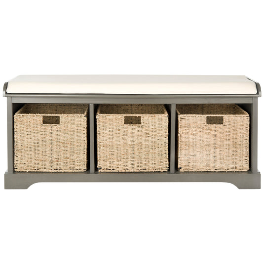 SAFAVIEH Eola Grey/ White Storage Bench - 47 x 16.1 x 19.9 - 47Wx16Dx20H