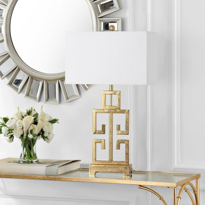 SAFAVIEH Lighting Chantelle Greek Antiqued Gold 29-inch Table Lamp (Set of 2) - 16W x 9D x 29H