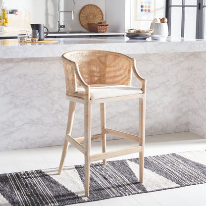 SAFAVIEH Virona Rattan 30-inch Bar Stool - 22.3 W x 20.5 L x 39 H - 22Wx21Dx39H