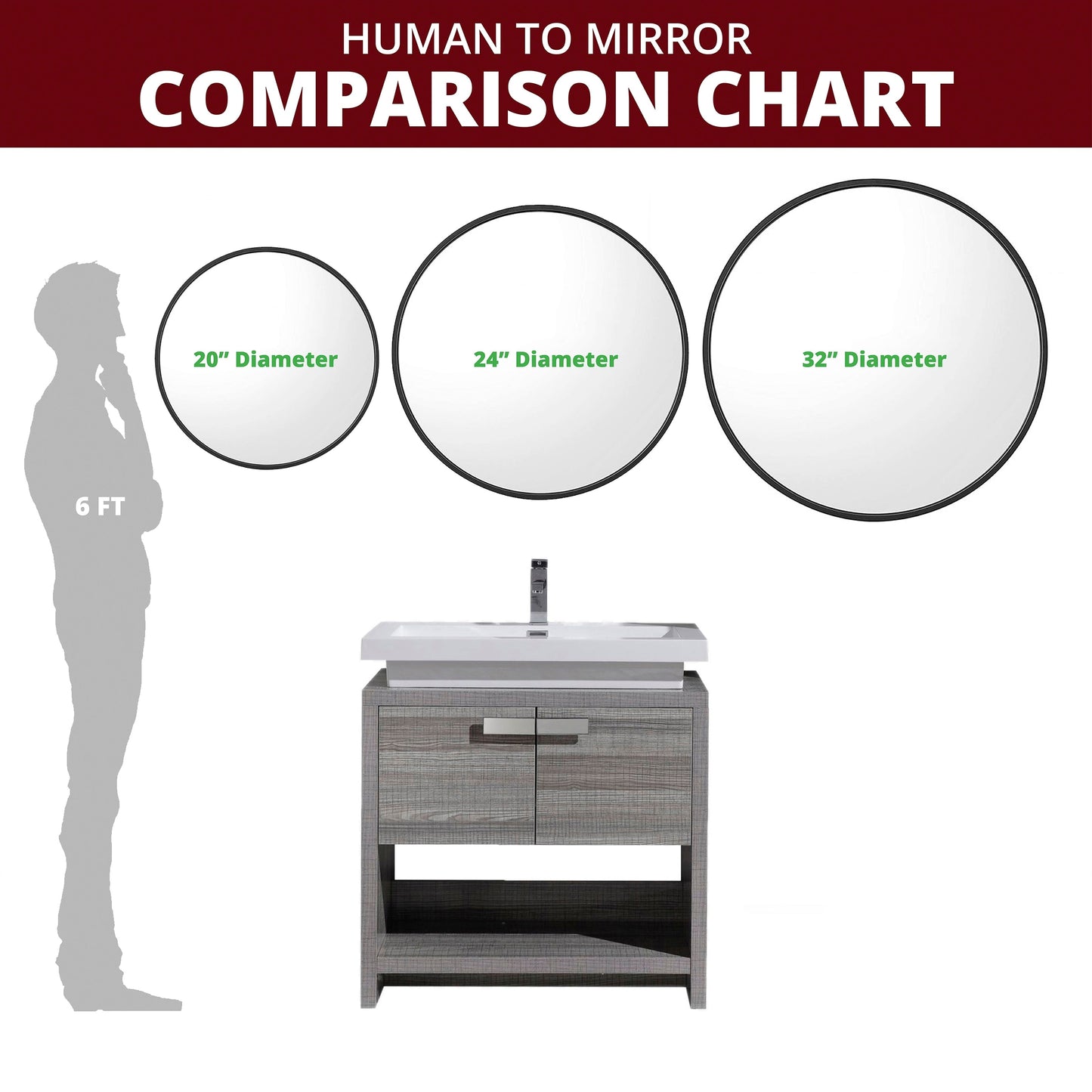 Sage Aluminum Round Wall Mirror