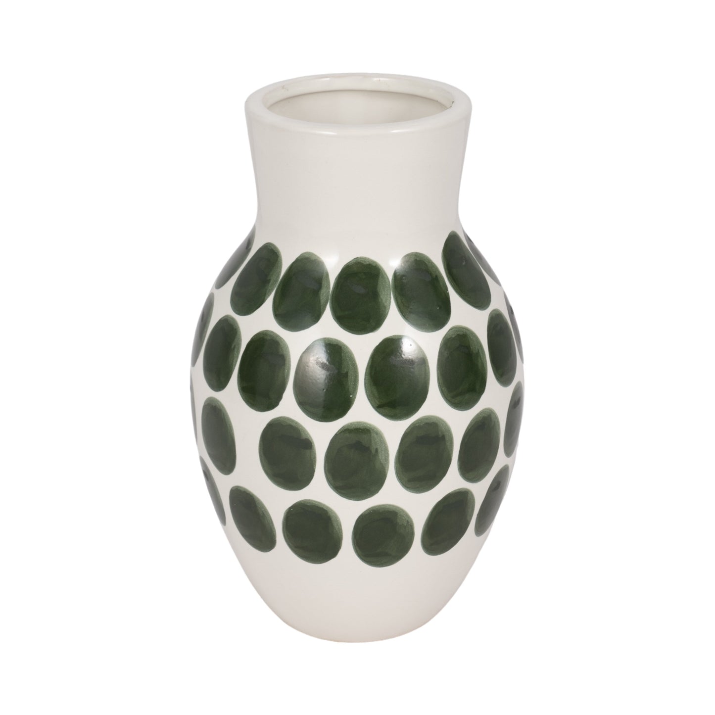Sagebrook Home Ceramic Abstract White and Polka Dot Vase