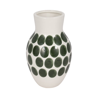 Sagebrook Home Ceramic Abstract White and Polka Dot Vase