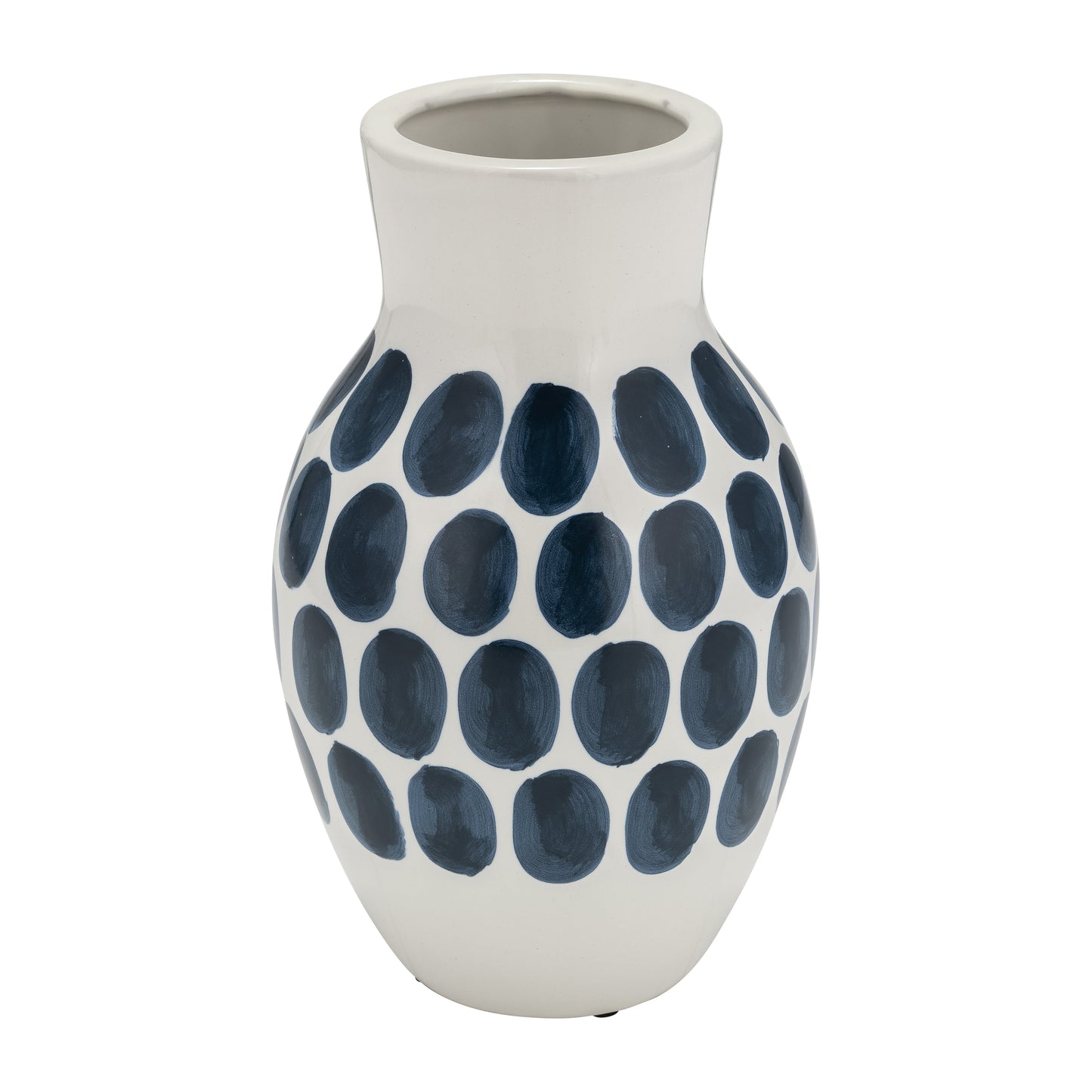 Sagebrook Home Ceramic Abstract White and Polka Dot Vase