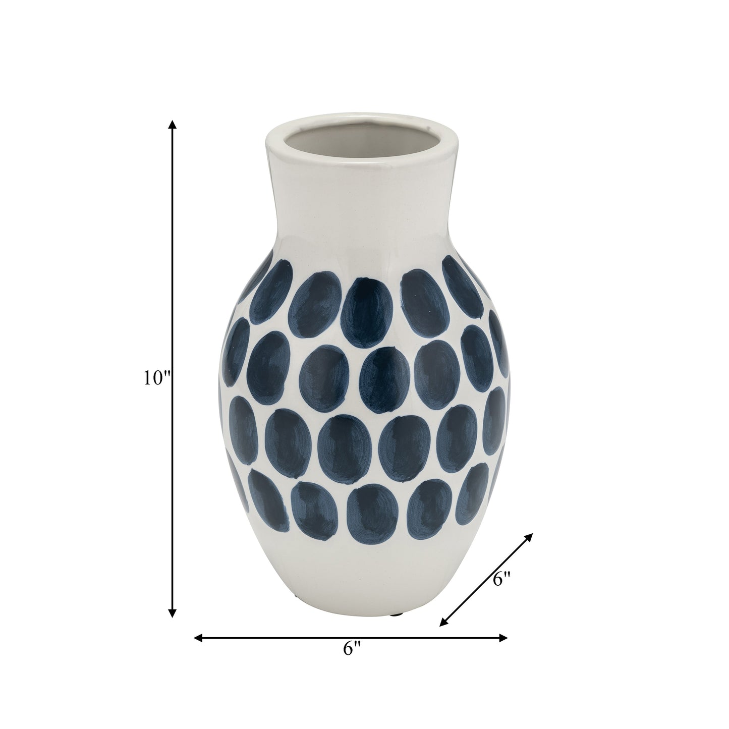 Sagebrook Home Ceramic Abstract White and Polka Dot Vase