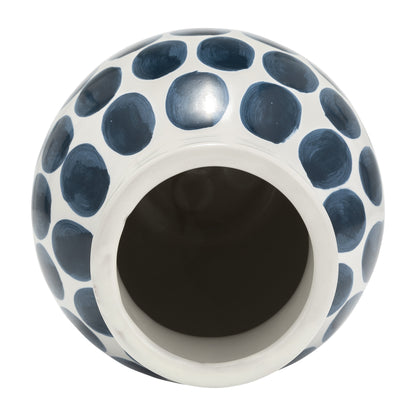 Sagebrook Home Ceramic Abstract White and Polka Dot Vase