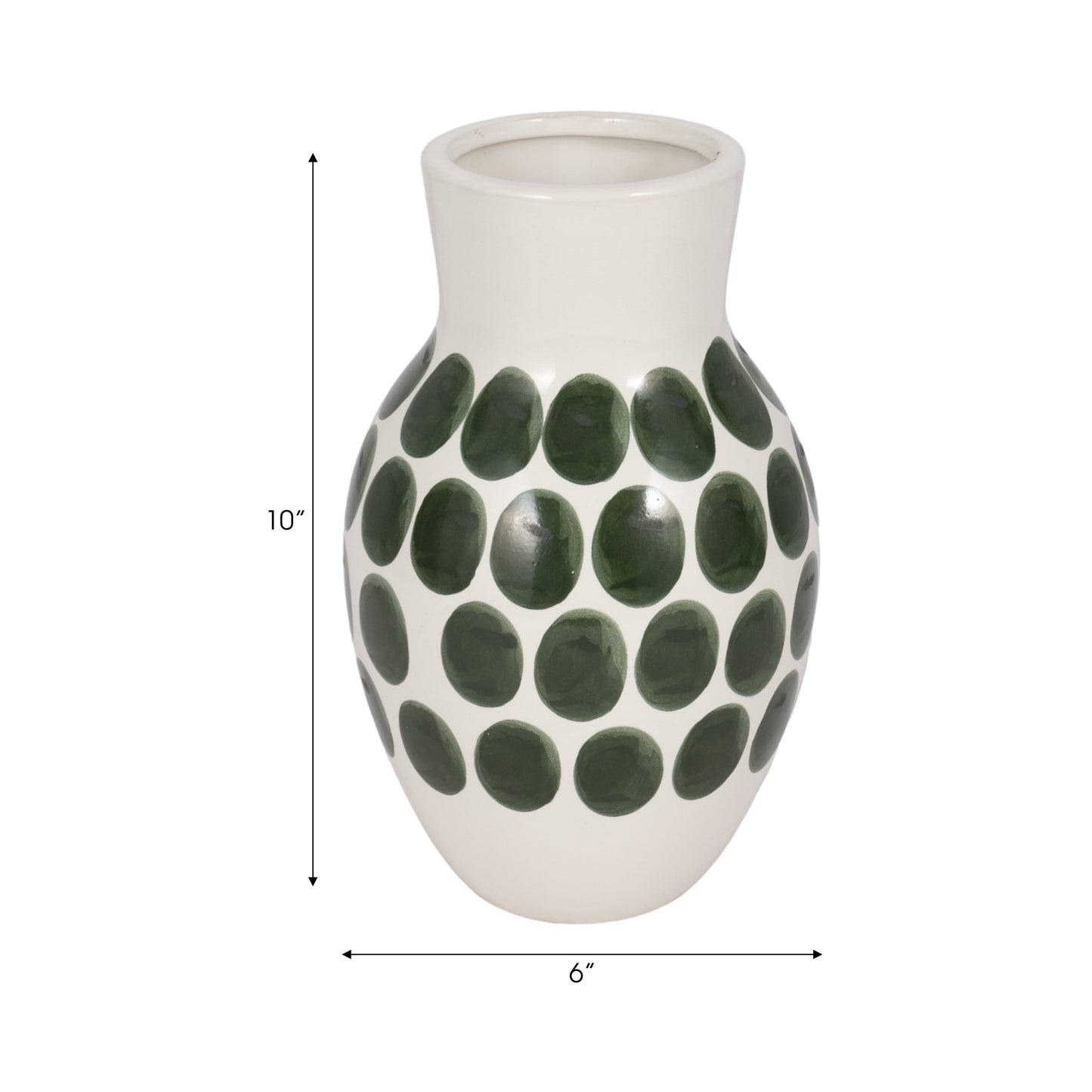 Sagebrook Home Ceramic Abstract White and Polka Dot Vase