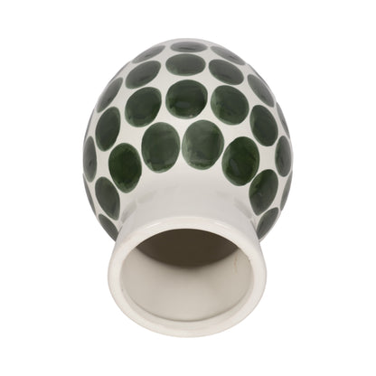 Sagebrook Home Ceramic Abstract White and Polka Dot Vase
