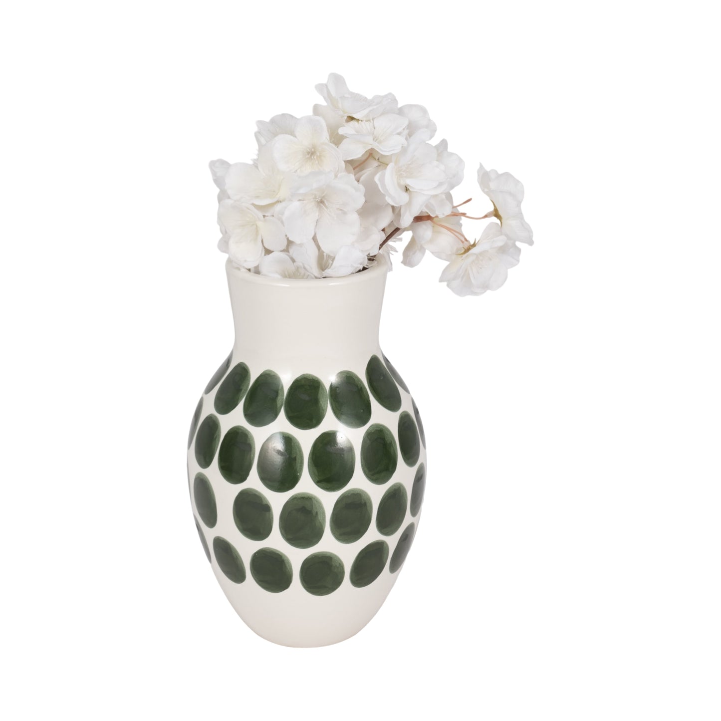 Sagebrook Home Ceramic Abstract White and Polka Dot Vase