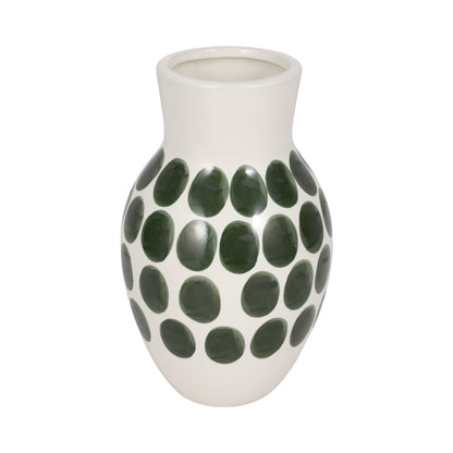 Sagebrook Home Ceramic Abstract White and Polka Dot Vase