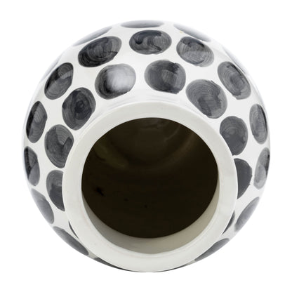 Sagebrook Home Ceramic Abstract White and Polka Dot Vase