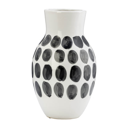 Sagebrook Home Ceramic Abstract White and Polka Dot Vase