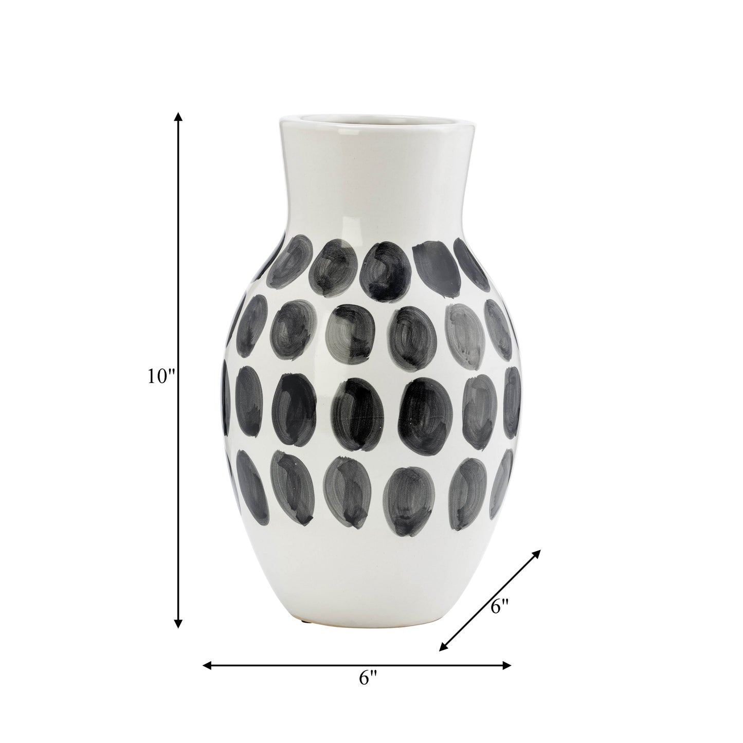 Sagebrook Home Ceramic Abstract White and Polka Dot Vase