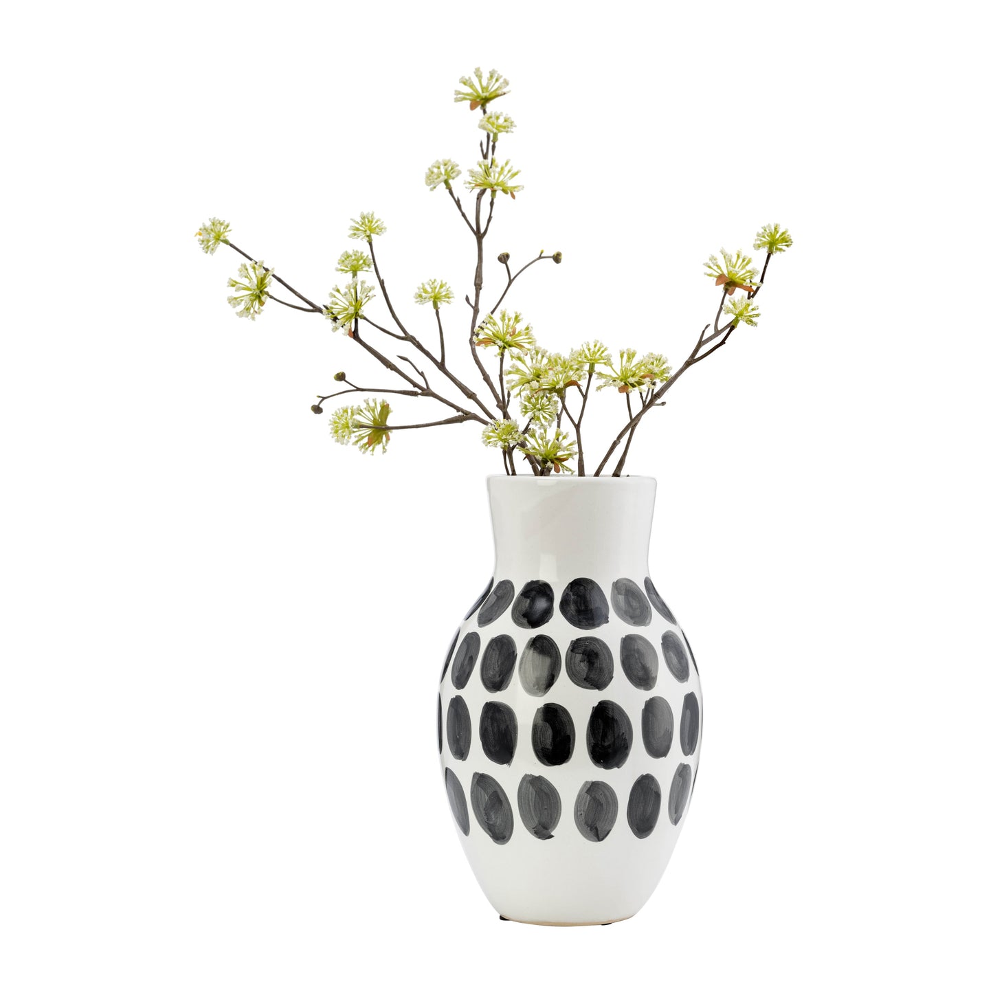 Sagebrook Home Ceramic Abstract White and Polka Dot Vase