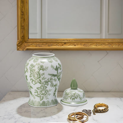 Sagebrook Home Chinoiserie Stoneware Ceramic Jar with Lid - Ornate Decorative Accent Piece