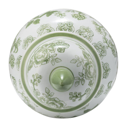 Sagebrook Home Chinoiserie Stoneware Ceramic Jar with Lid - Ornate Decorative Accent Piece