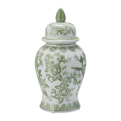 Sagebrook Home Chinoiserie Stoneware Ceramic Jar with Lid - Ornate Decorative Accent Piece